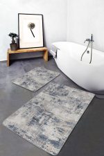 2'li Set Bej Zeminde Antik Motifli Eskitme Desenli Eskitme Motifli Vintage  2'li Banyo & Mutfak Paspas Takımı Realhomes