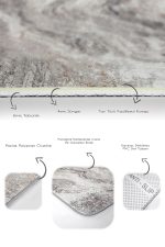 2'li Set Bej - Krem Zeminde Eskitme Motifli Mermer Desenli Eskitme Motifli Klasik  2'li Banyo & Mutfak Paspas Takımı Realhomes