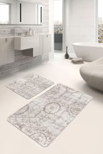 - PaspasTakimi-2li-Set920-Gorsel-4 - Realhomes  2'li Set Krem Zeminde Retro Motifli Geleneksel Desenli Eskitme Motifli Avangarde  2'li Banyo & Mutfak Paspas Takımı Realhomes