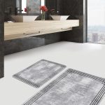 2'li Set Kot Mavi Zeminde Etnik Geometrik Motifli Aztec Desenli Geometrik Klasik  2'li Banyo & Mutfak Paspas Takımı Realhomes