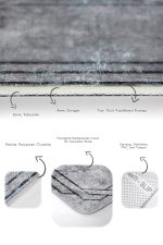 - PaspasTakimi-2li-Set923-Gorsel-3 - Realhomes 2'li Set Gri - Siyah Zeminde Çerçeveli Motifli Antik Desenli Geometrik Klasik 2'li Banyo & Mutfak Paspas Takımı Realhomes