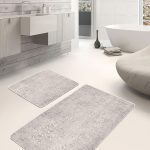 2'li Set Siyah - Kırmızı Zeminde Çiçek Motifli Eskitme Desenli Floral Eskitme Motifli  2'li Banyo & Mutfak Paspas Takımı Realhomes