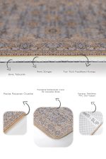 2'li Set Bej Zeminde Hereke Motifli Dokuma Desenli Avangarde Vintage  2'li Banyo & Mutfak Paspas Takımı Realhomes