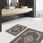 2'li Set Kahverengi - Krem Zeminde Patchwork Motifli Örme Desenli Klasik Sade & Şık  2'li Banyo & Mutfak Paspas Takımı Realhomes