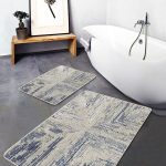 2'li Set Pembe - Gold Zeminde Altın Motifli Mermer Desenli Modern Sade & Şık  2'li Banyo & Mutfak Paspas Takımı Realhomes