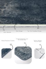 2'li Set Lacivert Zeminde Antik Motifli Dokuma Desenli Eskitme Motifli Avangarde  2'li Banyo & Mutfak Paspas Takımı Realhomes