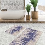 2'li Set Düz Zeminde Halı Motifli Çizik Desenli Eskitme Motifli Sade & Şık  2'li Banyo & Mutfak Paspas Takımı Realhomes