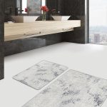 2'li Set Mavi - Lacivert Zeminde Eskitme Motifli Antika Desenli Eskitme Motifli Sade & Şık  2'li Banyo & Mutfak Paspas Takımı Realhomes