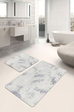 - PaspasTakimi-2li-Set933-Gorsel-2 - Realhomes  2'li Set Gri Zeminde Çerçeveli Motifli Eskitme Desenli Eskitme Motifli Geometrik  2'li Banyo & Mutfak Paspas Takımı Realhomes