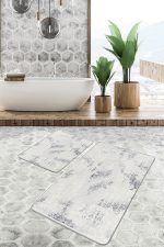 - PaspasTakimi-2li-Set933-Gorsel-4 - Realhomes  2'li Set Gri Zeminde Çerçeveli Motifli Eskitme Desenli Eskitme Motifli Geometrik  2'li Banyo & Mutfak Paspas Takımı Realhomes