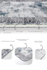 - PaspasTakimi-2li-Set935-Gorsel-3 - Realhomes 2'li Set Turkuaz Zeminde Çerçeveli Motifli Antik Desenli Geometrik Eskitme Motifli 2'li Banyo & Mutfak Paspas Takımı Realhomes