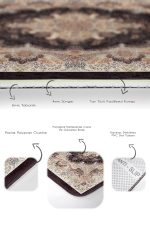 2'li Set Kahverengi - Bej Zeminde Pers Motifli Dokuma Desenli Avangarde Eskitme Motifli  2'li Banyo & Mutfak Paspas Takımı Realhomes