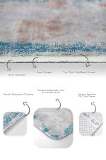 - PaspasTakimi-2li-Set937-Gorsel-3 - Realhomes 2'li Set Gri - Mavi Zeminde Eskitme Motifli Yöresel Desenli Eskitme Motifli Vintage 2'li Banyo & Mutfak Paspas Takımı Realhomes