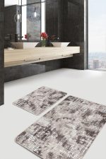 - PaspasTakimi-2li-Set940-Gorsel-1 - Realhomes  2'li Set Kahverengi - Beyaz Zeminde Otantik Motifli Dokuma Desenli Eskitme Motifli Klasik  2'li Banyo & Mutfak Paspas Takımı Realhomes