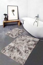 - PaspasTakimi-2li-Set940-Gorsel - Realhomes  2'li Set Kahverengi - Beyaz Zeminde Otantik Motifli Dokuma Desenli Eskitme Motifli Klasik  2'li Banyo & Mutfak Paspas Takımı Realhomes