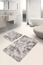 - PaspasTakimi-2li-Set940-Gorsel-4 - Realhomes 2'li Set Kahverengi - Beyaz Zeminde Otantik Motifli Dokuma Desenli Eskitme Motifli Klasik 2'li Banyo & Mutfak Paspas Takımı Realhomes