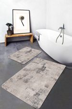 - PaspasTakimi-2li-Set941-Gorsel-1 - Realhomes 2'li Set Bej Zeminde Otantik Motifli Örme Desenli Vintage Eskitme Motifli 2'li Banyo & Mutfak Paspas Takımı Realhomes