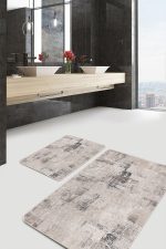 - PaspasTakimi-2li-Set941-Gorsel-2 - Realhomes 2'li Set Bej Zeminde Otantik Motifli Örme Desenli Vintage Eskitme Motifli 2'li Banyo & Mutfak Paspas Takımı Realhomes