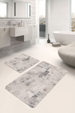 - PaspasTakimi-2li-Set941-Gorsel-5 - Realhomes 2'li Set Bej Zeminde Otantik Motifli Örme Desenli Vintage Eskitme Motifli 2'li Banyo & Mutfak Paspas Takımı Realhomes