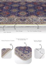 2'li Set Lacivert Zeminde Uşak Motifli Geleneksel Desenli Vintage Avangarde  2'li Banyo & Mutfak Paspas Takımı Realhomes