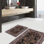 2'li Set Kahverengi Zeminde Geleneksel Motifli Kilim Desenli Geometrik Etnik Motifler  2'li Banyo & Mutfak Paspas Takımı Realhomes
