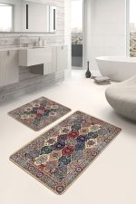 - PaspasTakimi-2li-Set955-Gorsel-4 - Realhomes 2'li Set Antika Zeminde Otantik Motifli Hereke Desenli Etnik Motifler Vintage 2'li Banyo & Mutfak Paspas Takımı Realhomes