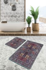 - PaspasTakimi-2li-Set956-Gorsel-2 - Realhomes  2'li Set Antika Zeminde Geleneksel Motifli Osmanlı Desenli Vintage Avangarde  2'li Banyo & Mutfak Paspas Takımı Realhomes