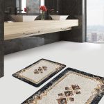 2'li Set Lacivert Kırmızı Zeminde Göbekli Halı Motifli Dokuma Desenli Etnik Motifler Avangarde  2'li Banyo & Mutfak Paspas Takımı Realhomes