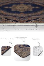 2'li Set Lacivert Zeminde Osmanlı Motifli Kilim Desenli Eskitme Motifli Vintage  2'li Banyo & Mutfak Paspas Takımı Realhomes