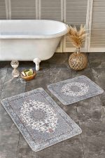 2'li Set Antika Zeminde Hereke Motifli Osmanlı Desenli Avangarde Vintage  2'li Banyo & Mutfak Paspas Takımı Realhomes