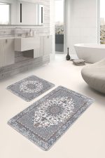 2'li Set Antika Zeminde Hereke Motifli Osmanlı Desenli Avangarde Vintage  2'li Banyo & Mutfak Paspas Takımı Realhomes