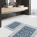 2'li Set Kahverengi Zeminde Geometrik Motifli Boho Desenli Geometrik Sade & Şık  2'li Banyo & Mutfak Paspas Takımı Realhomes