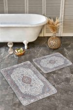 2'li Set Antika Zeminde Hereke Motifli Geleneksel Desenli Eskitme Motifli Avangarde  2'li Banyo & Mutfak Paspas Takımı Realhomes