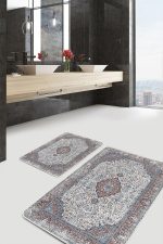 2'li Set Antika Zeminde Hereke Motifli Geleneksel Desenli Eskitme Motifli Avangarde  2'li Banyo & Mutfak Paspas Takımı Realhomes