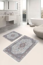 2'li Set Antika Zeminde Hereke Motifli Geleneksel Desenli Eskitme Motifli Avangarde  2'li Banyo & Mutfak Paspas Takımı Realhomes