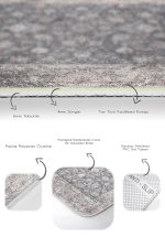 2'li Set Gri Zeminde Pers Motifli Yöresel Desenli Avangarde Etnik Motifler  2'li Banyo & Mutfak Paspas Takımı Realhomes