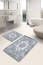 - PaspasTakimi-2li-Set974-Gorsel-5 - Realhomes  2'li Set Krem Zeminde Otantik Motifli Osmanlı Desenli Etnik Motifler Vintage  2'li Banyo & Mutfak Paspas Takımı Realhomes