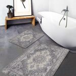 2'li Set Krem Zeminde Otantik Motifli Dokuma Desenli Eskitme Motifli Vintage  2'li Banyo & Mutfak Paspas Takımı Realhomes