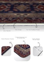 2'li Set Lacivert Kırmızı Zeminde Yöresel Motifli Uşak Desenli Vintage Avangarde  2'li Banyo & Mutfak Paspas Takımı Realhomes