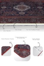 2'li Set Lacivert Kırmızı Zeminde Uşak Motifli Yöresel Desenli Etnik Motifler Vintage  2'li Banyo & Mutfak Paspas Takımı Realhomes