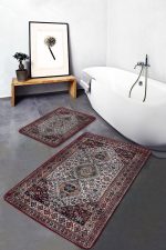 - PaspasTakimi-2li-Set981-Gorsel-1 - Realhomes  2'li Set Geleneksel Zeminde Otantik Motifli Yöresel Desenli Vintage Eskitme Motifli  2'li Banyo & Mutfak Paspas Takımı Realhomes