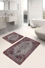 - PaspasTakimi-2li-Set981-Gorsel-5 - Realhomes  2'li Set Geleneksel Zeminde Otantik Motifli Yöresel Desenli Vintage Eskitme Motifli  2'li Banyo & Mutfak Paspas Takımı Realhomes