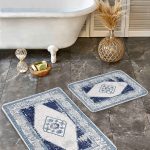 2'li Set Renkli Zeminde Halı Motifli Modern Desenli Klasik Vintage  2'li Banyo & Mutfak Paspas Takımı Realhomes