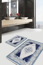 - PaspasTakimi-2li-Set986-Gorsel-5 - Realhomes 2'li Set Lacivert Zeminde Eskitme Motifli Retro Desenli Vintage Eskitme Motifli 2'li Banyo & Mutfak Paspas Takımı Realhomes