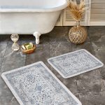2'li Set Krem Zeminde Morrocan Motifli Ogea Desenli Vintage Geometrik  2'li Banyo & Mutfak Paspas Takımı Realhomes