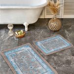 2'li Set Kırmızı Zeminde Etnik Motifli Kilim Desenli Avangarde Vintage  2'li Banyo & Mutfak Paspas Takımı Realhomes
