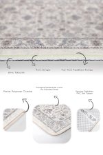 - PaspasTakimi-2li-Set993-Gorsel-3 - Realhomes 2'li Set Krem Zeminde Kilim Motifli Osmanlı Desenli Etnik Motifler Vintage 2'li Banyo & Mutfak Paspas Takımı Realhomes