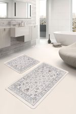 - PaspasTakimi-2li-Set993-Gorsel-5 - Realhomes 2'li Set Krem Zeminde Kilim Motifli Osmanlı Desenli Etnik Motifler Vintage 2'li Banyo & Mutfak Paspas Takımı Realhomes