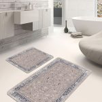 2'li Set Krem - Kahverengi Zeminde Eskitme Motifli Antik Desenli Eskitme Motifli Vintage  2'li Banyo & Mutfak Paspas Takımı Realhomes