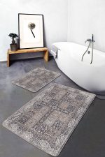 - PaspasTakimi-2li-Set995-Gorsel-1 - Realhomes 2'li Set Kahverengi Zeminde Pers Motifli Geleneksel Desenli Vintage Eskitme Motifli 2'li Banyo & Mutfak Paspas Takımı Realhomes